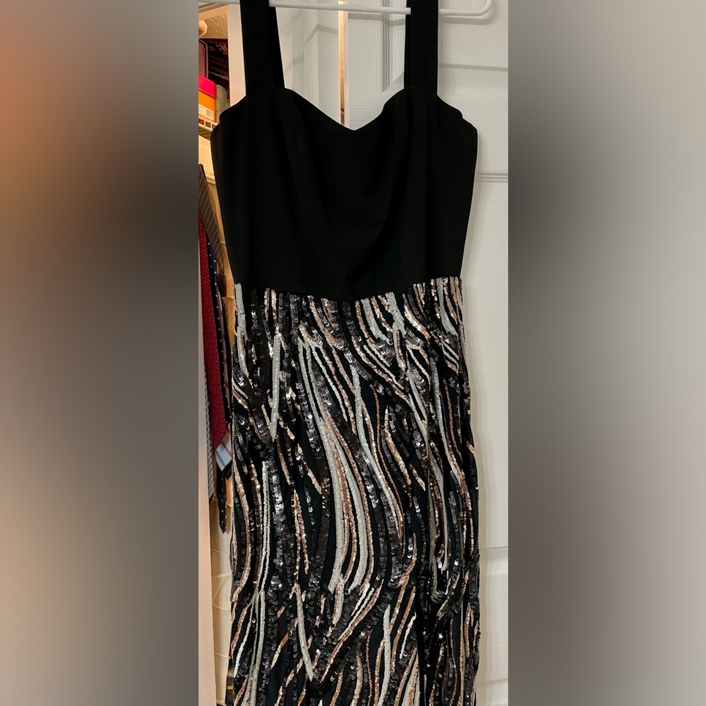 Dress The Population Black Sequin Strap Dress - Elegant Cocktail Dress